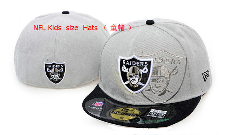 Kids Oakland Raiders Grey Fitted Hat 60D 0721